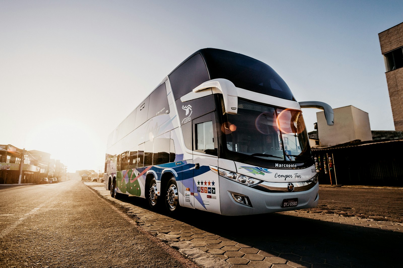 Urban electric bus at a transit stop